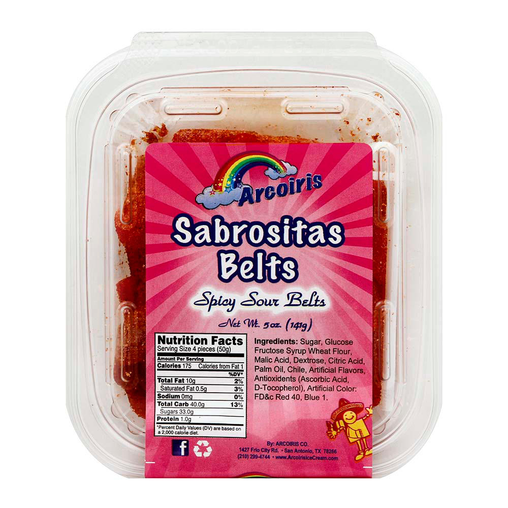 Arcoiris Spicy & Sour Sabrositas Belts Candy, 5 oz