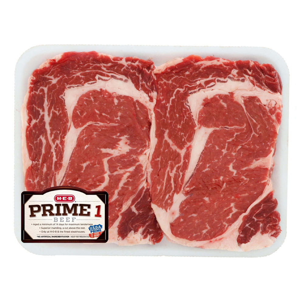 H-E-B Prime 1 Beef Boneless Ribeye, Thick Cut - Twin Pack, Avg. 1.71 lbs