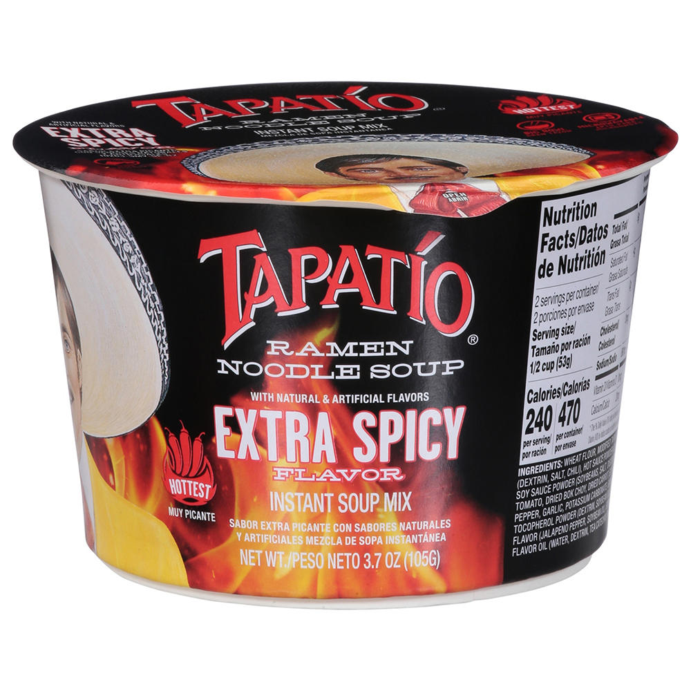 Tapatio Extra Spicy Ramen Noodle Soup Bowl, 3.8 oz