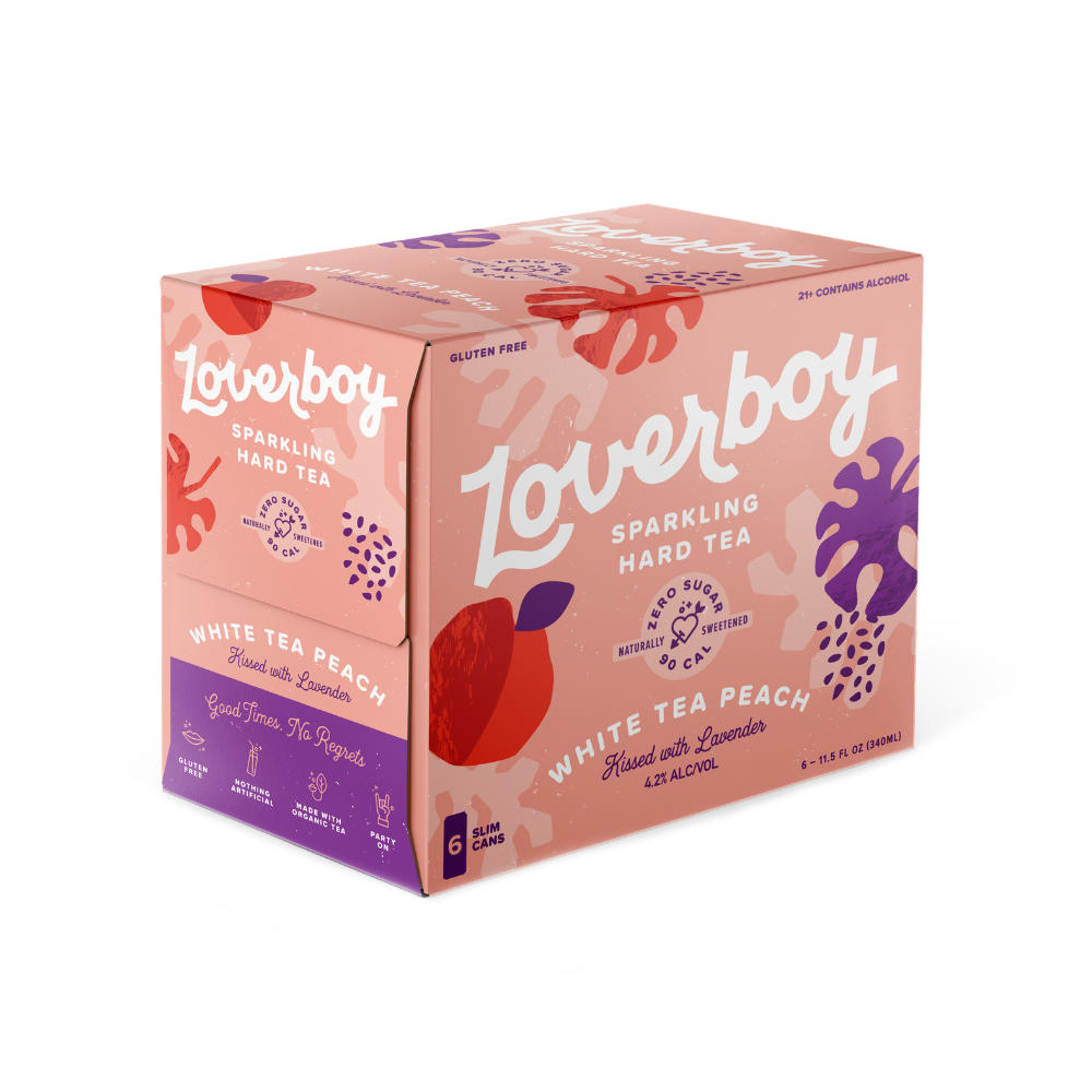 Loverboy White Tea Peach Sparkling Hard Tea 6 pk Cans, 11.5 oz
