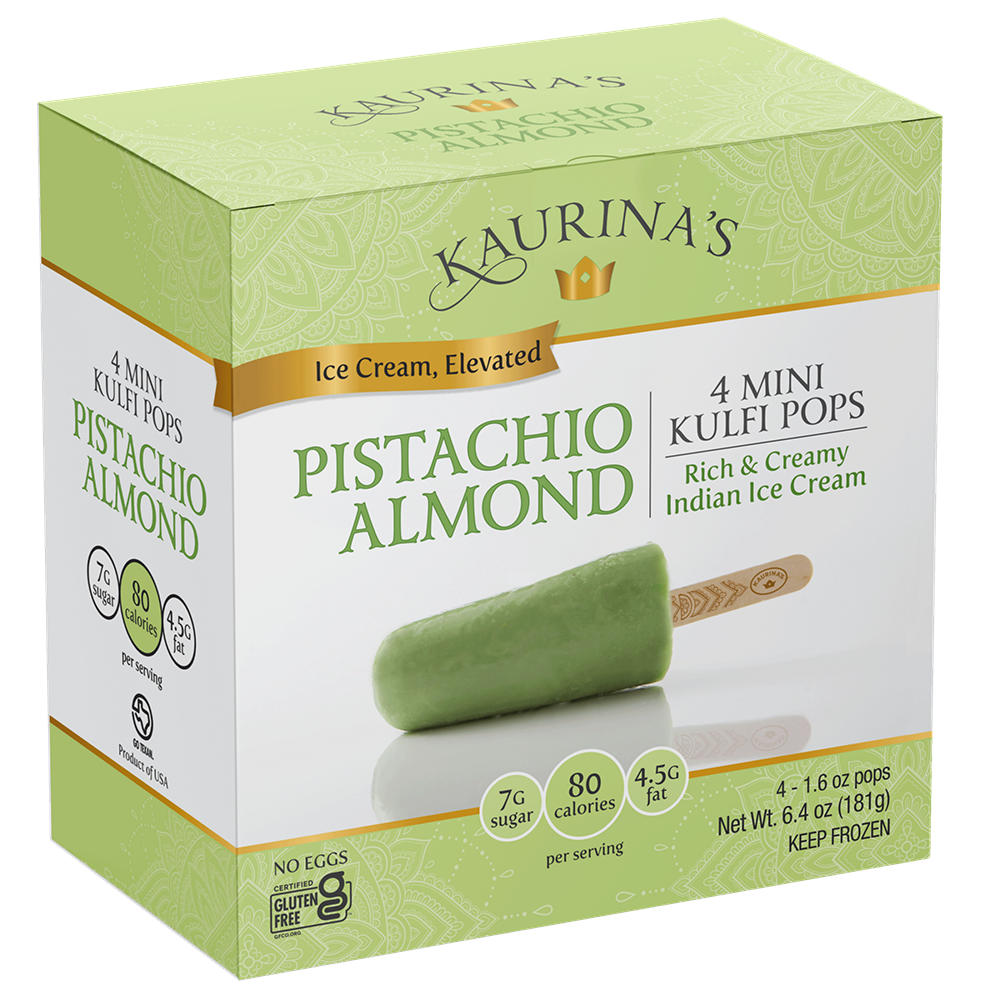 Kaurina's Mini Kulfi Indian Ice Cream Pops - Pistachio Almond, 4 ct