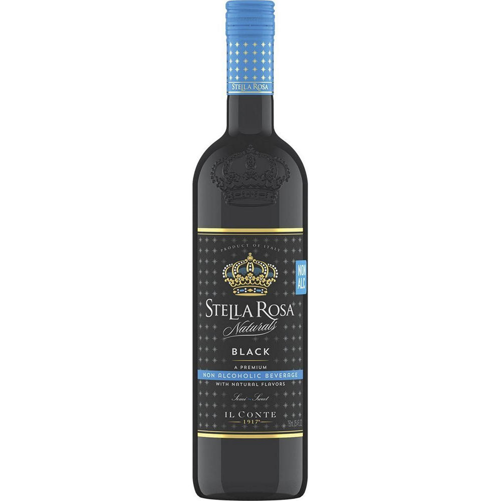 Stella Rosa Non Alcoholic Black Italy Semi Sweet Red Blend Wine, 750 mL