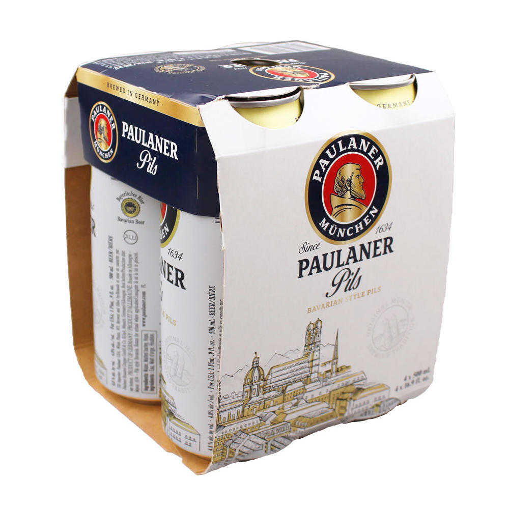 Paulaner Pils Bavarian Style Import Beer 4 pk Cans, 16.9 oz