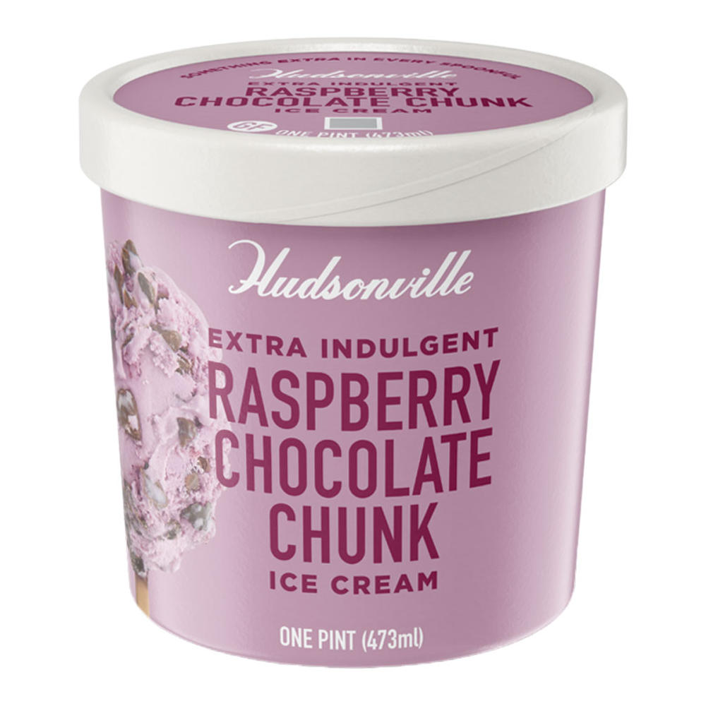 Hudsonville Raspberry Chocolate Chunk Ice Cream, 16 oz