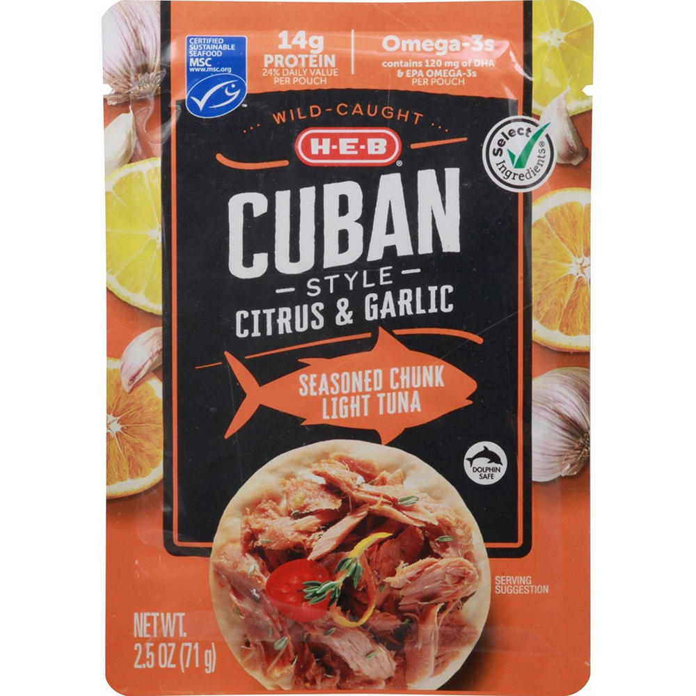 H-E-B Wild Caught Seasoned Chunk Light Tuna Pouch - Citrus & Garlic, 2.5 oz