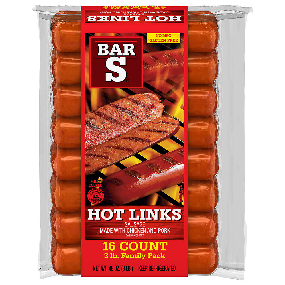 Bar S Sausage Hot Links - Family Pack, 16 ct