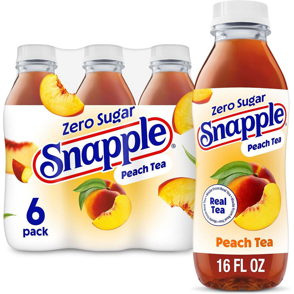 Snapple Zero Sugar Peach Iced Tea 6 pk Bottles, 16 oz