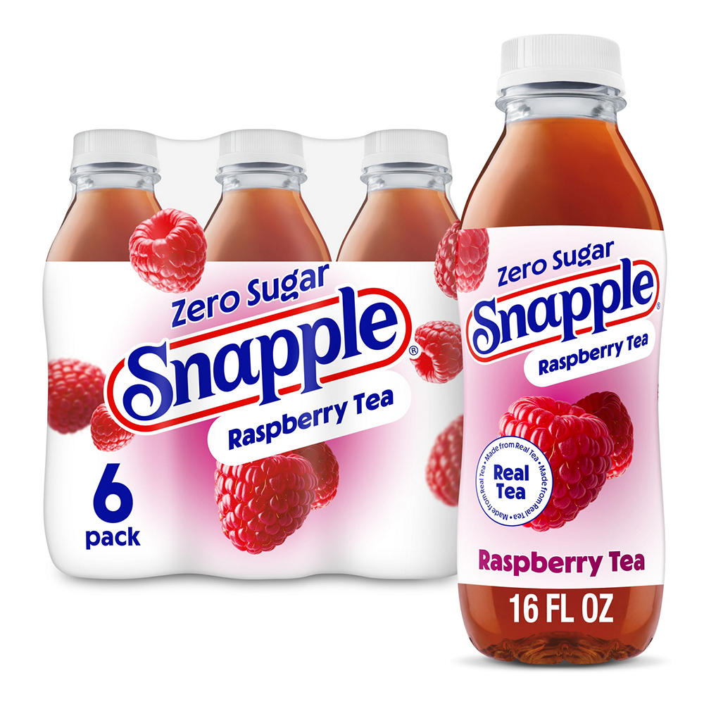 Snapple Zero Sugar Raspberry Iced Tea 6 pk Bottles, 16 oz