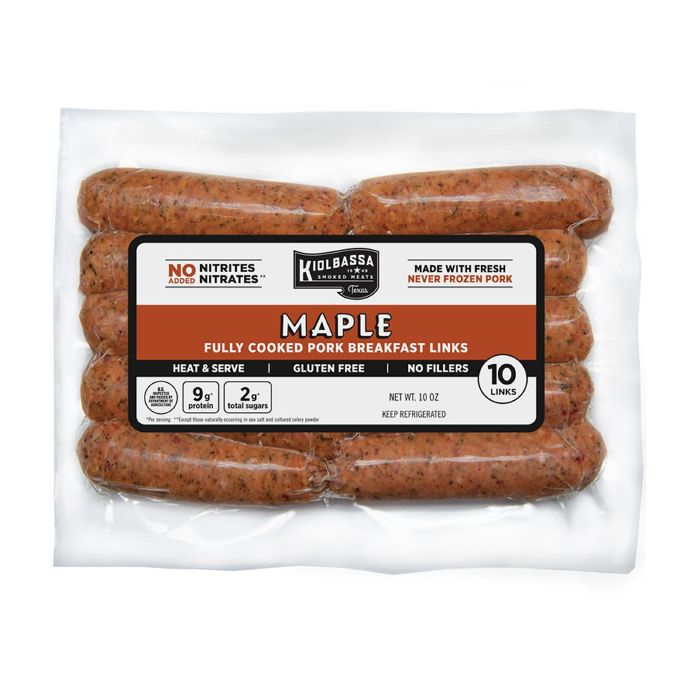 Kiolbassa Maple Fully Cooked Pork Breakfast Links, 10 ct, 10 oz
