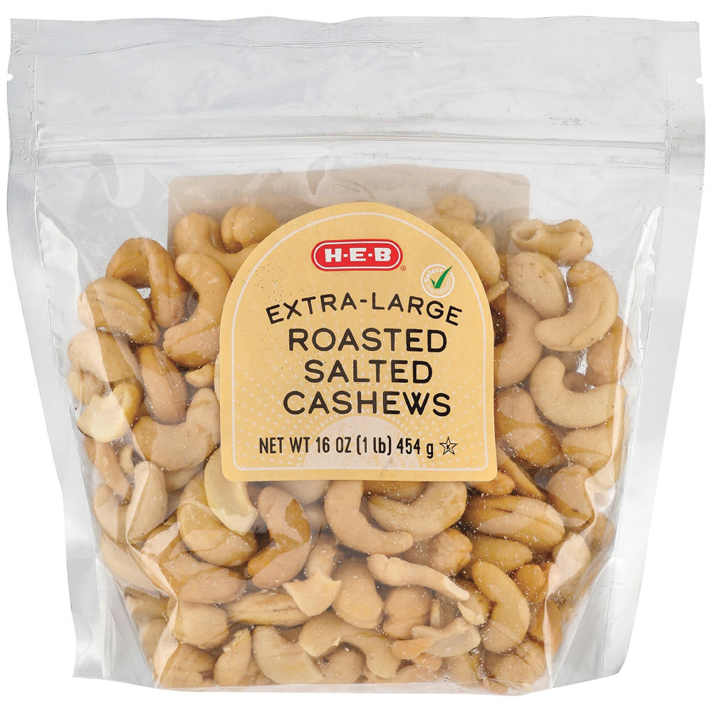 H-E-B Extra Large Roasted Salted Cashews, 16 oz