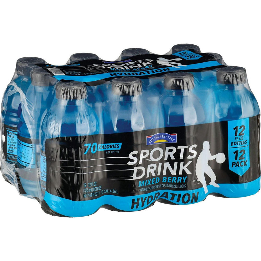 Hill Country Fare Mixed Berry Sports Drink 12 pk Bottles, 12 oz