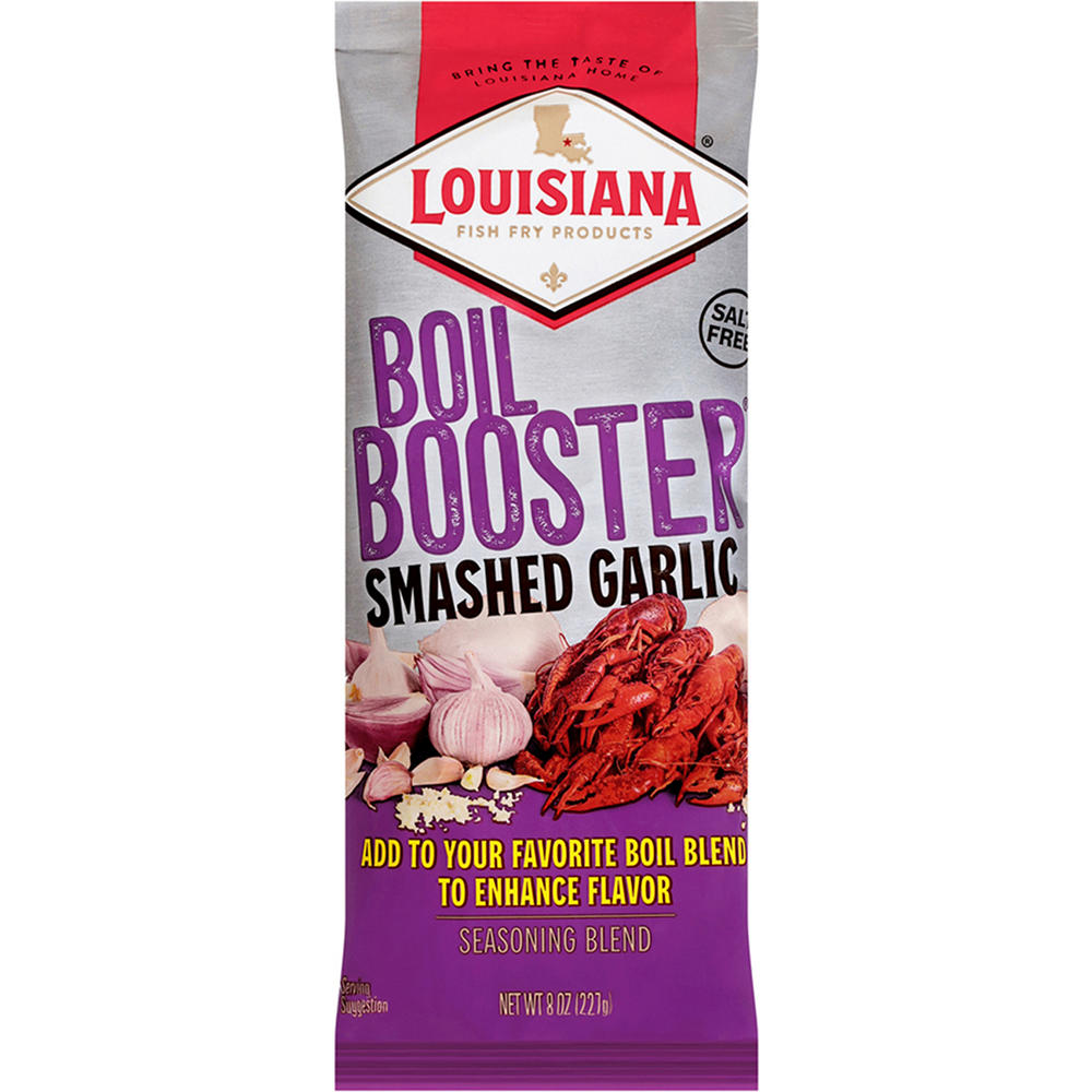 Louisiana Fish Fry Products Salt Free Smashed Garlic Boil Booster Seasoning Blend, 8 oz