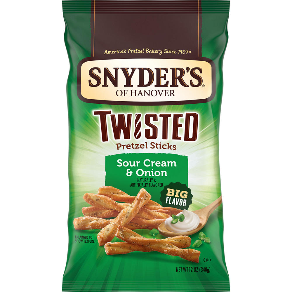 Snyders of Hanover Sour Cream & Onion Twisted Pretzel Sticks, 12 oz bag