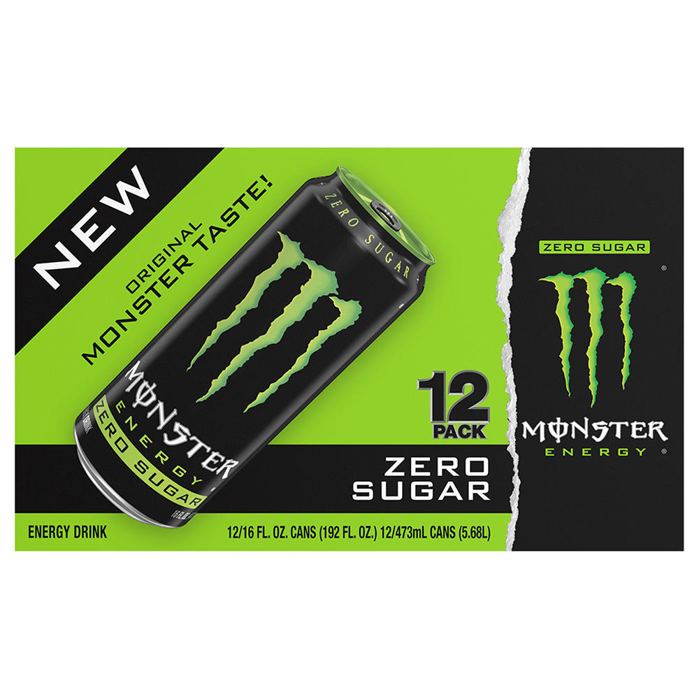 Monster Energy Zero Sugar Energy Drink 12 pk Cans, 16 oz