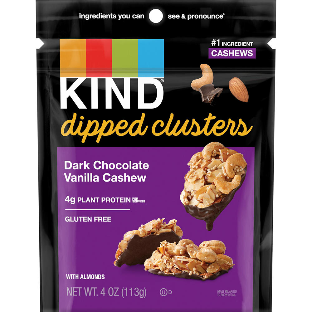 Kind Dark Chocolate Vanilla Cashew Dipped Clusters, 4 oz
