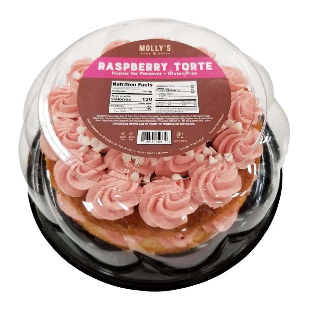 Molly's Bake House Kosher for Passover Raspberry Torte Cake, 20 oz