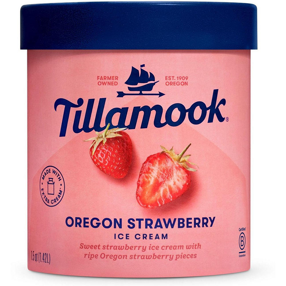 Tillamook Oregon Strawberry Ice Cream, 1.5 qt
