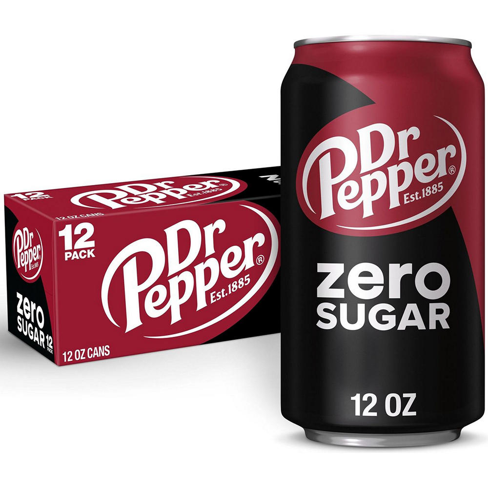 Dr Pepper Zero Sugar Soda 12 pk Cans, 12 oz