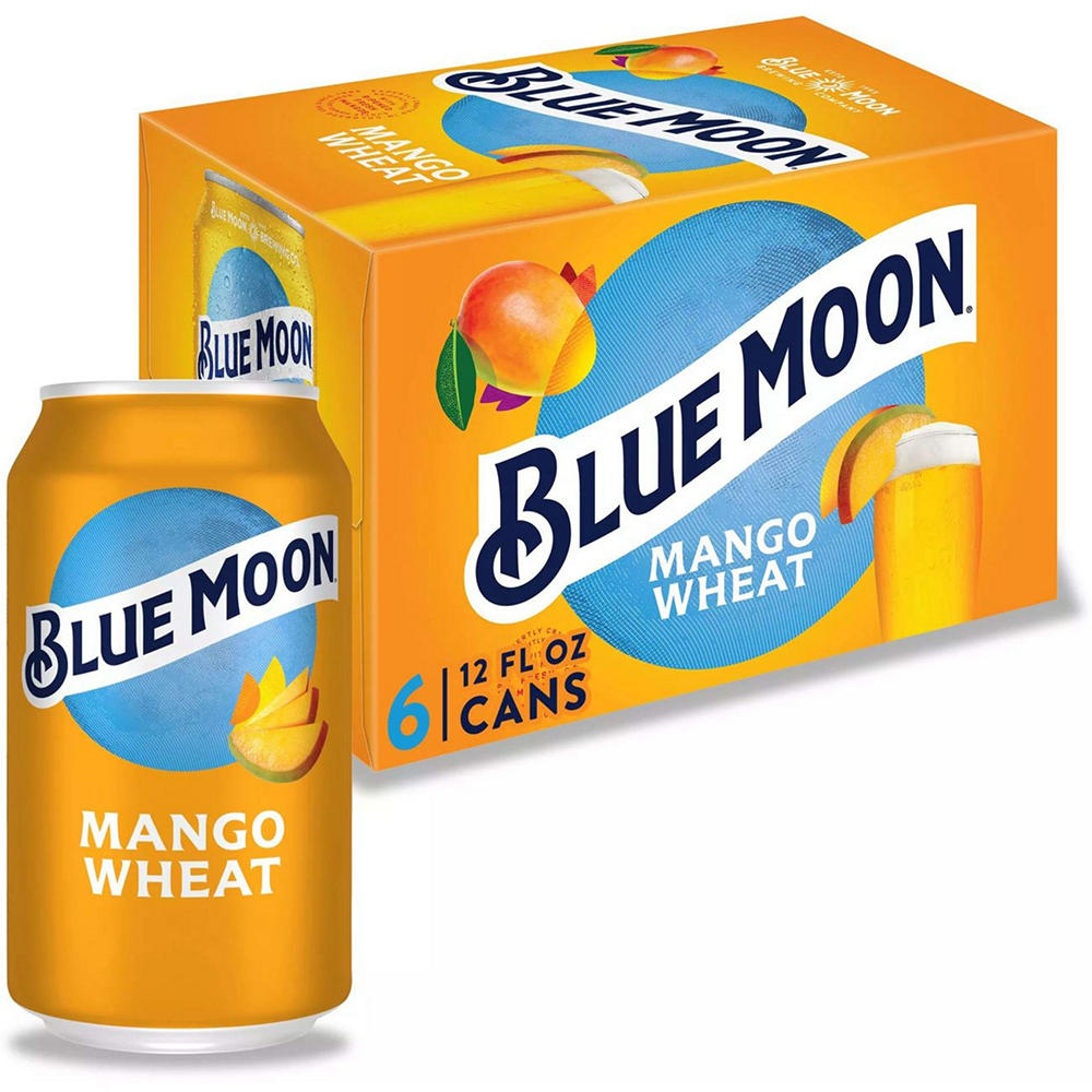 Blue Moon Mango Wheat Craft Beer 6 pk Cans, 12 oz