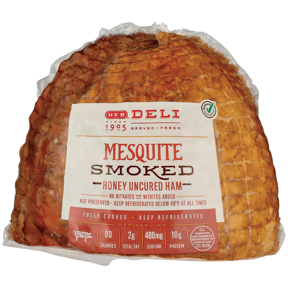 H-E-B Deli Mesquite-Smoked Honey Uncured Ham, Custom Sliced, lb