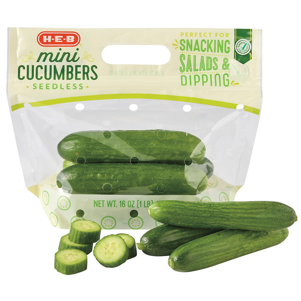 H-E-B Fresh Mini Seedless Cucumbers, 16 oz