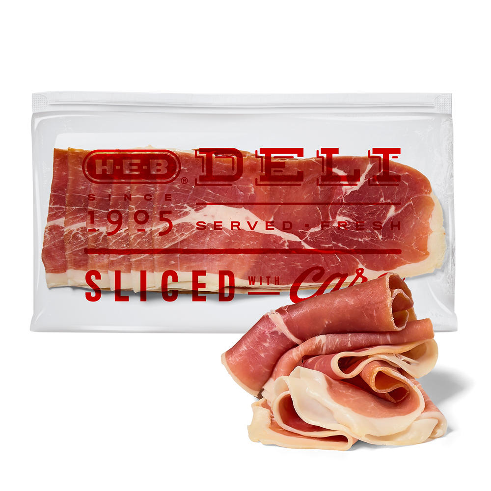 H-E-B Deli #1 Sliced Prosciutto Crudo Dry Cured Ham, Avg. 0.5 lb