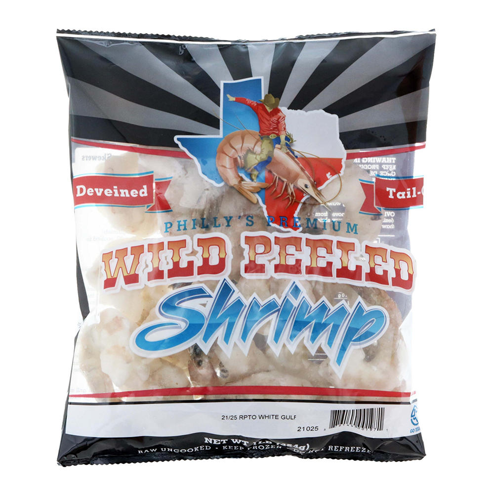 Frozen Peeled Deveined Tail-On Raw Gulf Shrimp, 21 - 25 ct/lb, 1 lb
