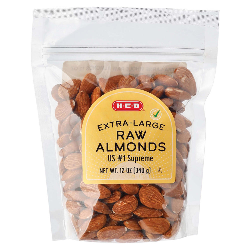 H-E-B Extra Large Raw Almonds, 12 oz