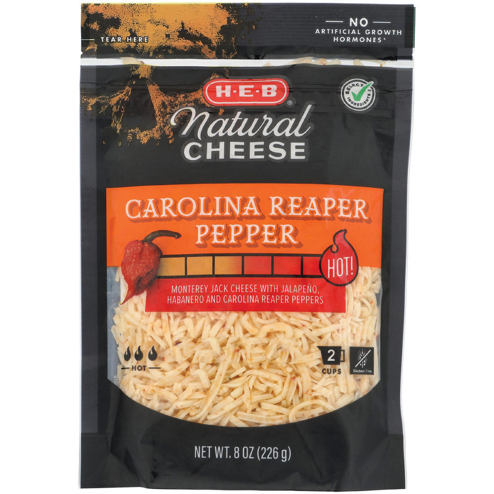 H-E-B Carolina Reaper Pepper Monterey Jack Shredded Cheese, 8 oz