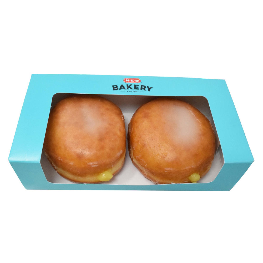H-E-B Bakery Lemon Filled Glazed Bismark Donuts, 2 ct