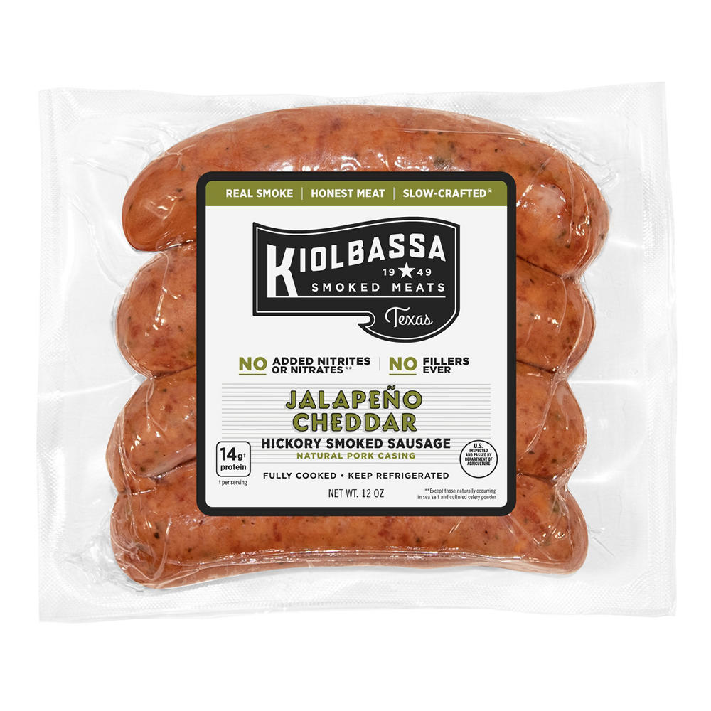Kiolbassa Jalapeño Cheddar Beef Hickory Smoked Sausage, 4 ct, 12 oz