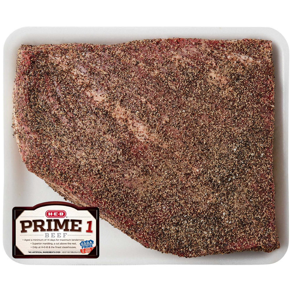 H-E-B Prime Beef Brisket Whole Market Trim Salt & Pepper, Avg. 3.9 lbs