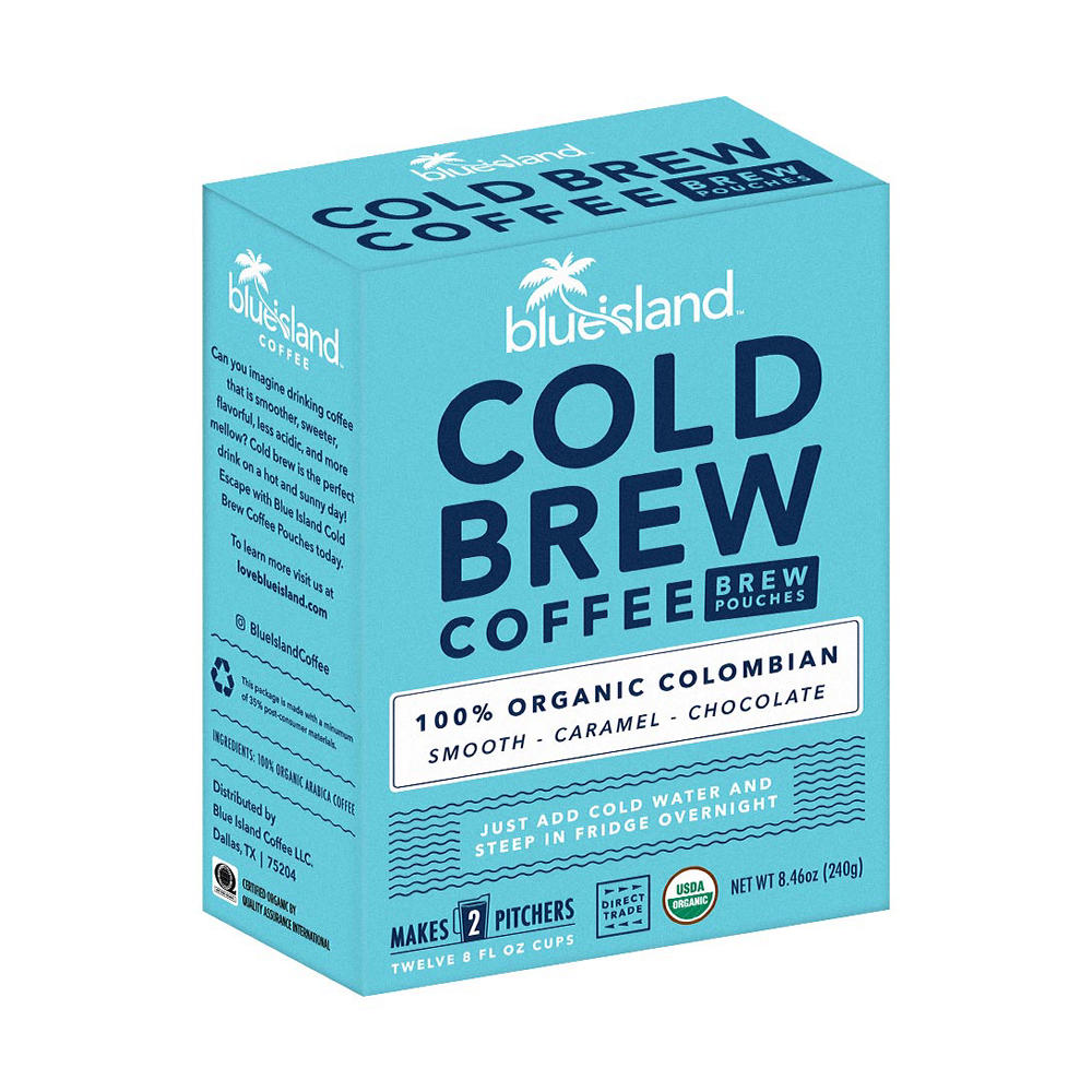 Blue Island Columbian Cold Brew Coffee Brew Pouches, 2 ct