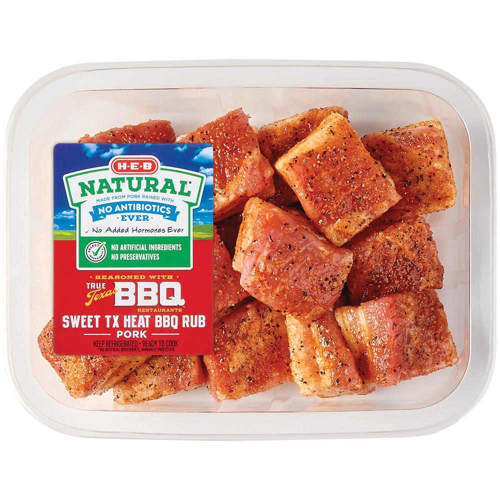 H-E-B Natural Seasoned Pork Belly Chunks - True Texas BBQ Sweet TX Heat, Avg. 1.65 lbs