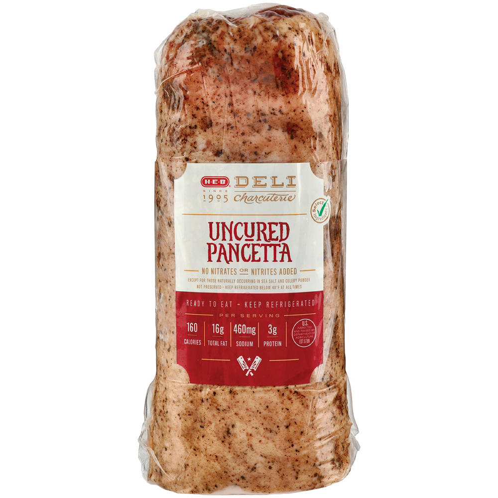 H-E-B Deli Uncured Pancetta, Custom Sliced, lb