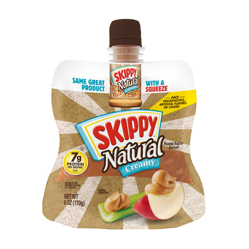 Skippy Squeeze Natural Creamy Peanut Butter, 6 oz