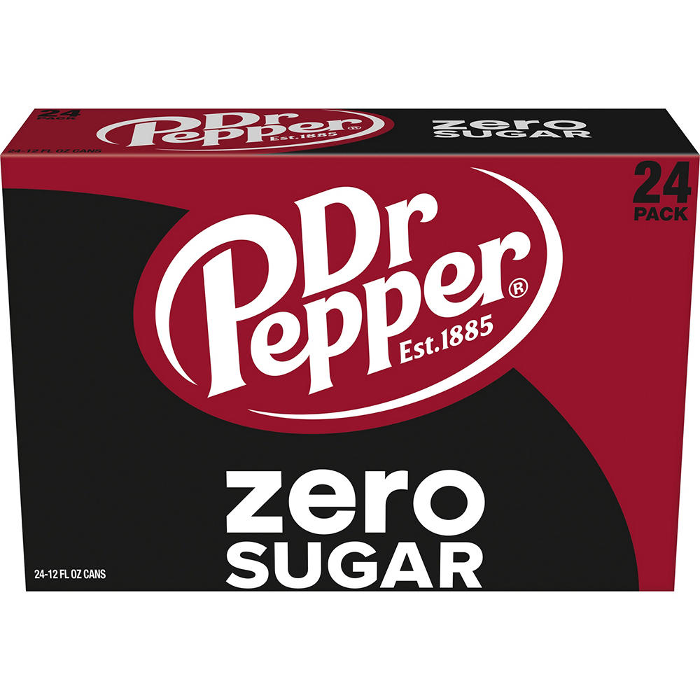 Dr Pepper Zero Sugar Soda 24 pk Cans, 12 oz