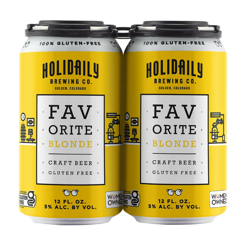 Holidaily Brewing Co. Favorite Blonde Gluten Free Craft Beer 4 pk Cans, 12 oz