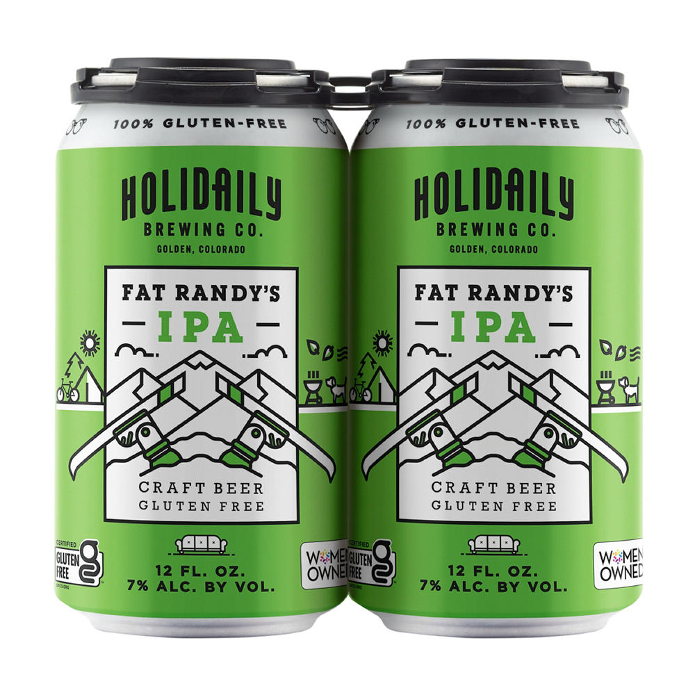 Holidaily Brewing Co. Gluten Free Fat Randy's IPA Craft Beer 4 pk Cans, 12 oz