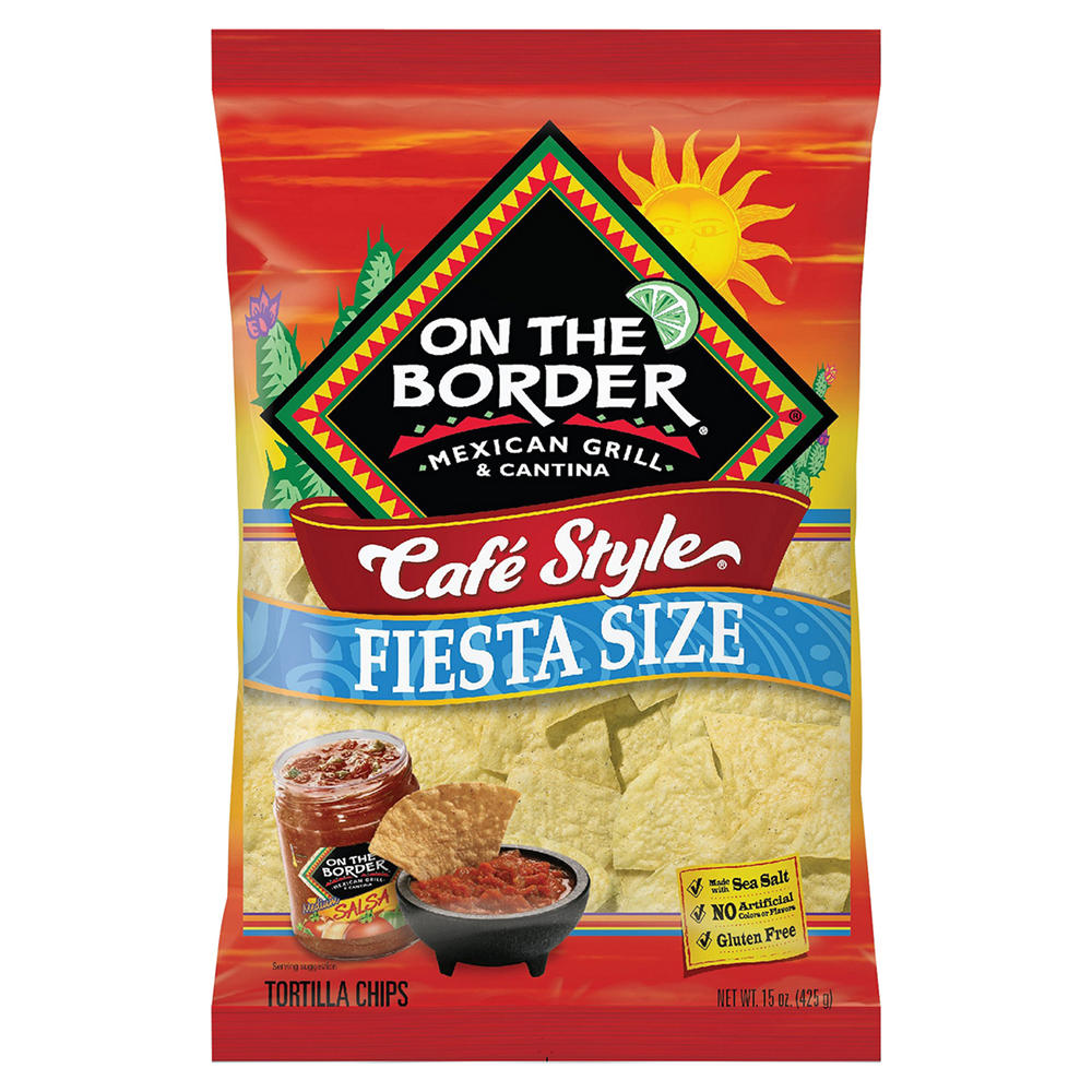 On The Border Cafe Style Tortilla Chips - Fiesta Size, 15 oz