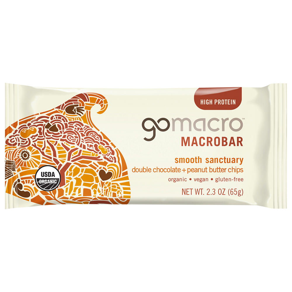 GoMacro 10g Protein Macrobar - Double Chocolate + Peanut Butter Chips, 2.3 oz