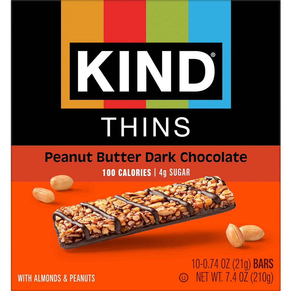 Kind Thins Snack Bars - Peanut Butter Dark Chocolate, 10 ct
