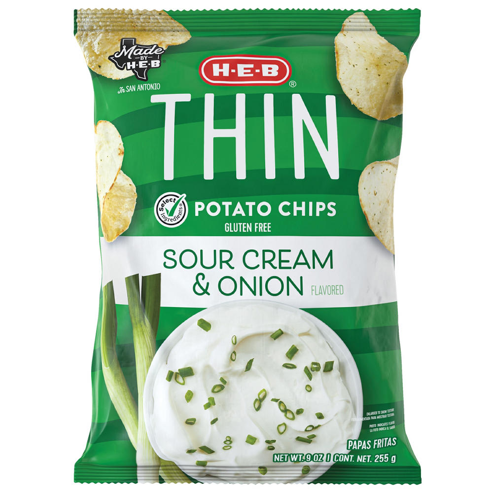 H-E-B Thin Potato Chips – Sour Cream & Onion, 9 oz