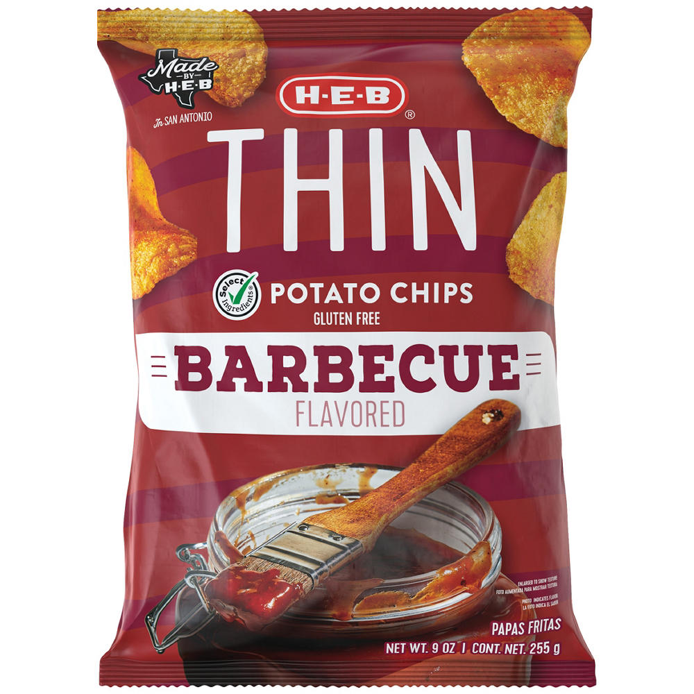 H-E-B Thin Potato Chips - Barbecue, 9 oz