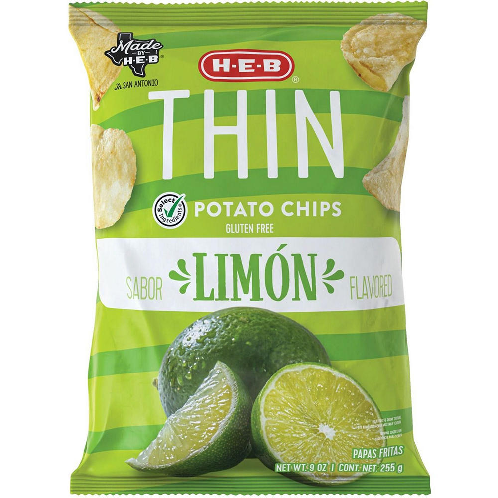 H-E-B Thin Potato Chips – Limón, 9 oz