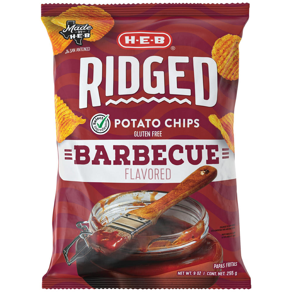 H-E-B Ridged Potato Chips - Barbecue, 9 oz