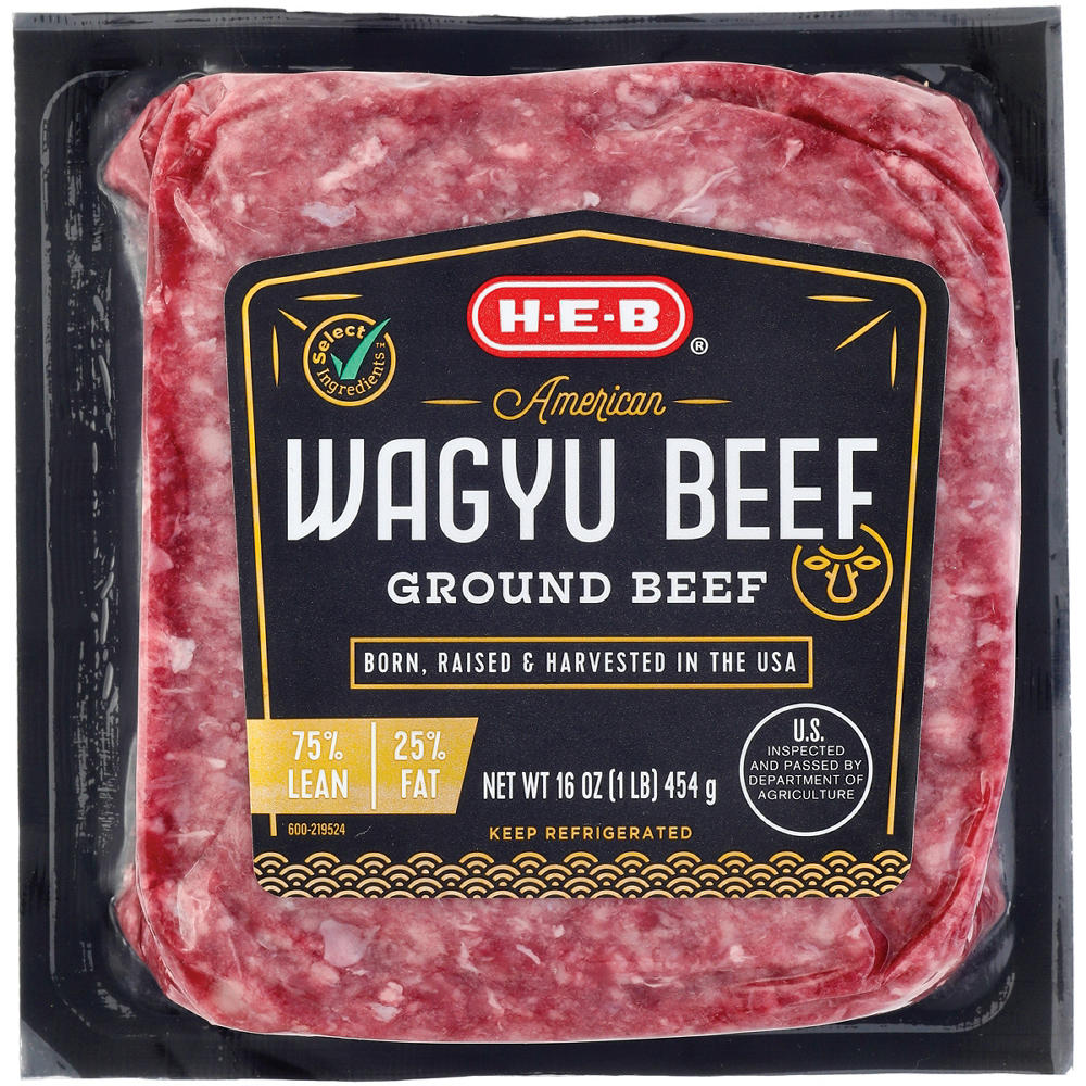H-E-B American Style Wagyu Ground Beef, 75% Lean, 16 oz