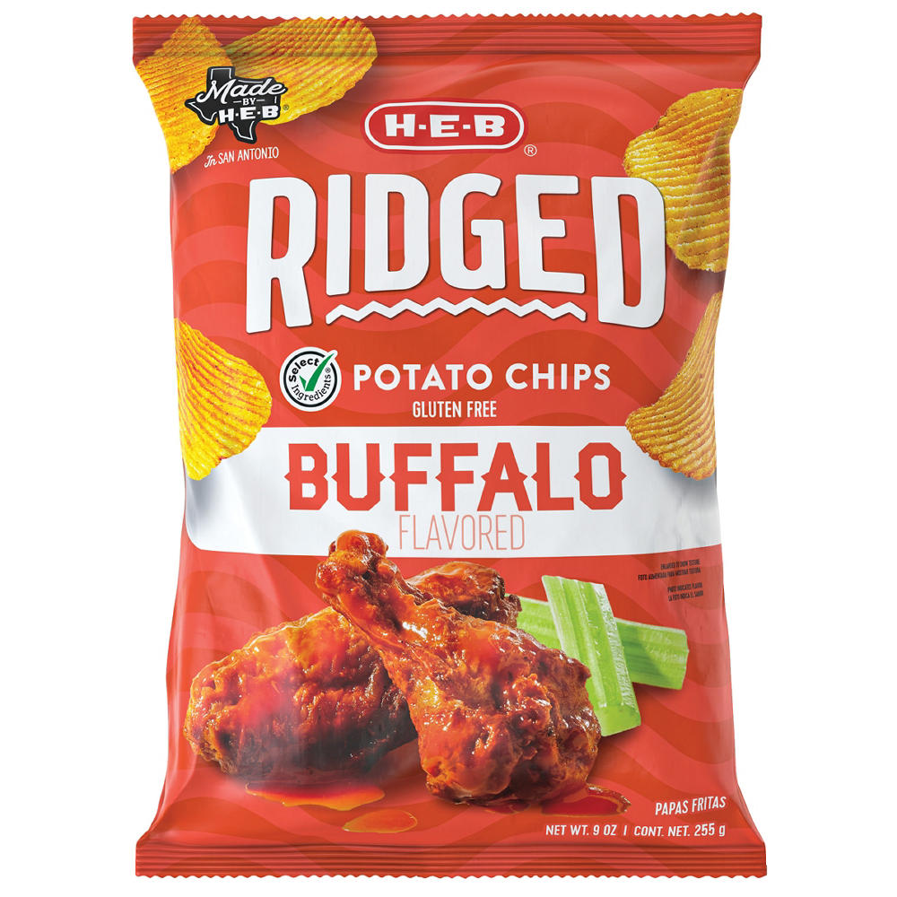 H-E-B Ridged Potato Chips - Buffalo Flavored, 9 oz