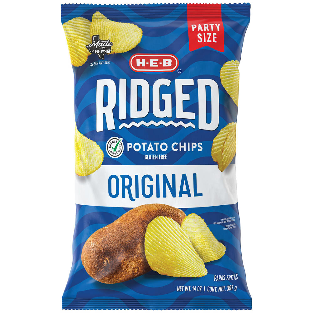 H-E-B Ridged Potato Chips – Original, Party Size, 14 oz