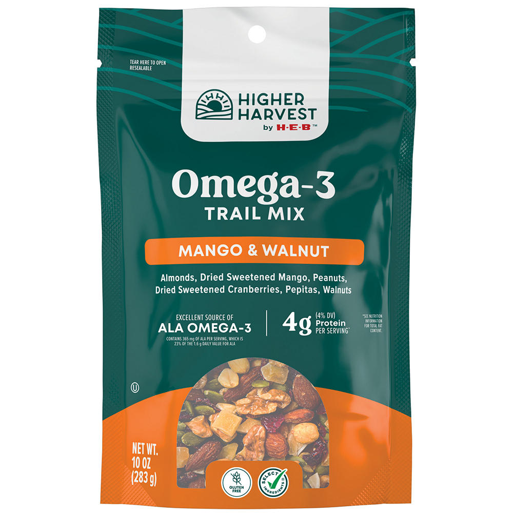 Higher Harvest by H-E-B Omega-3 Trail Mix - Mango & Walnut, 10 oz